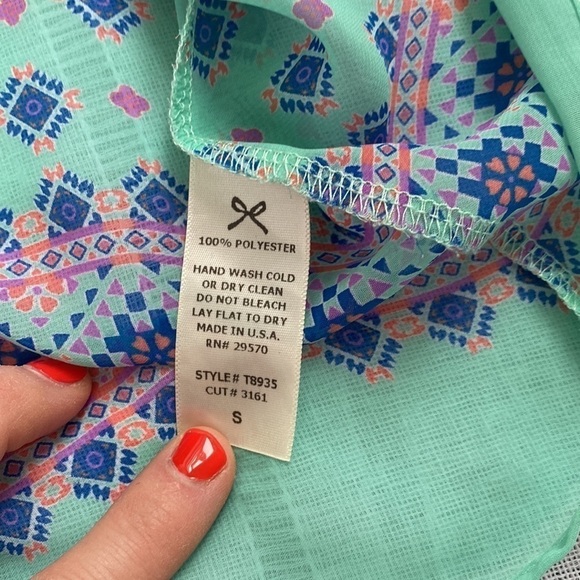 Everly boho sheer blouse in soft turquoise. - Picture 8 of 14